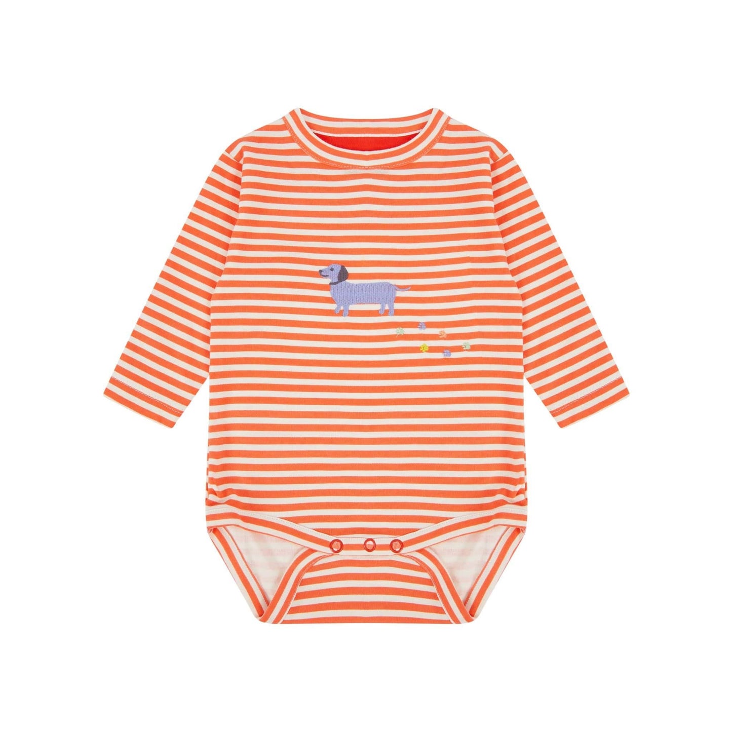 Orange and White Stripe Long Sleeve Baby Vest