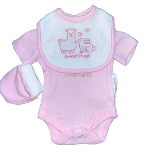 Pink prem vest and bib set