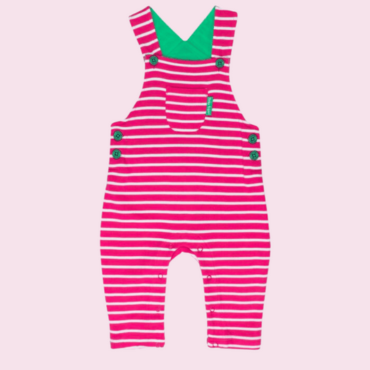 Baby Dungarees - Pink and white stripe