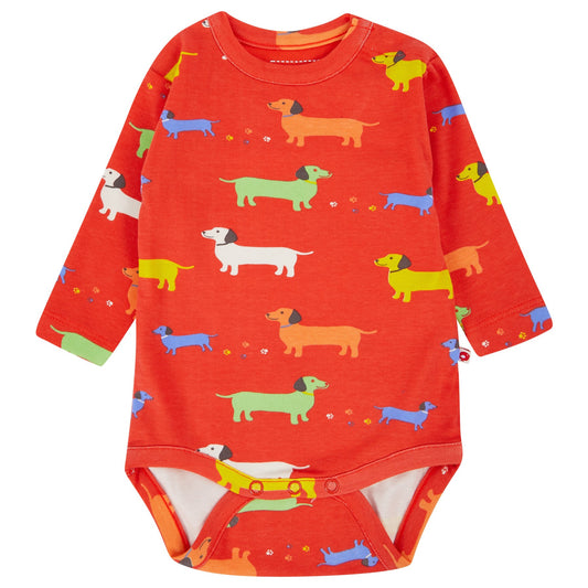 Baby Vest Long Sleeve - 100% Organic Cotton - Sausage Dogs