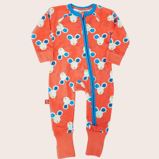 Maura the Mouse zip up Romper flat lay