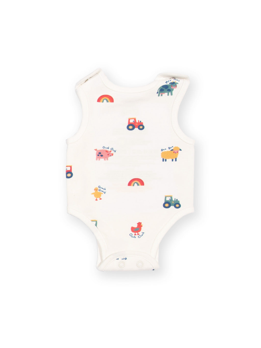 Flat lay of My First Vest Old Macdonald Cream – soft preemie baby vest with farm print, perfect for tiny babies and premature and early baby care for those born too soon