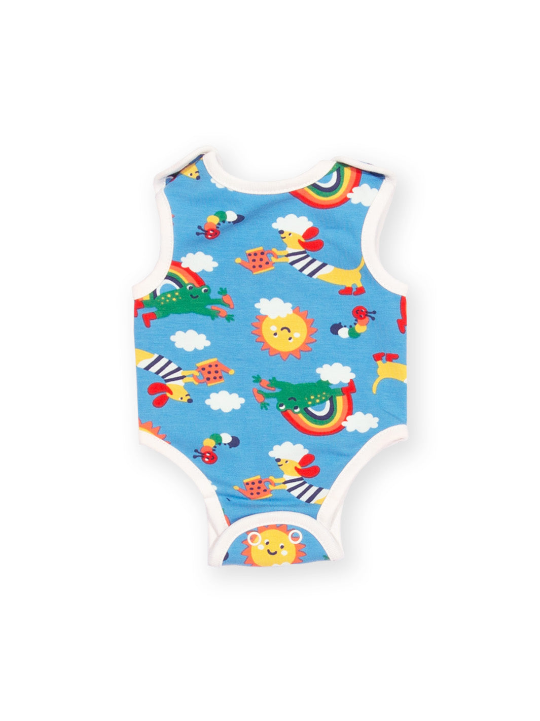 Flat lay of My First Vest Planet Pals Blue – soft preemie baby vest with planet pals print, perfect for tiny babies, premature babies and babies born too soon.