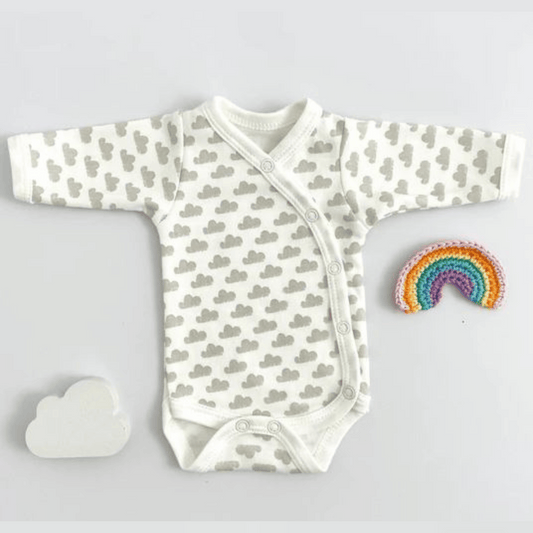 Premature Baby Long Sleeve Vest - Silver Clouds