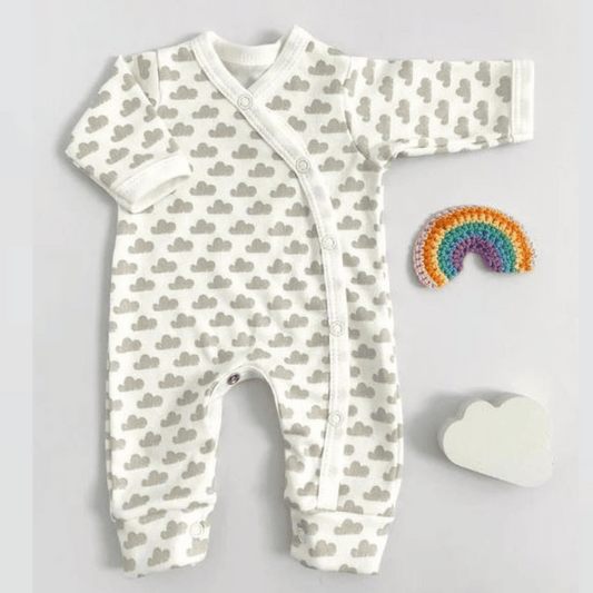 Premature Baby Sleepsuit - Silver Clouds