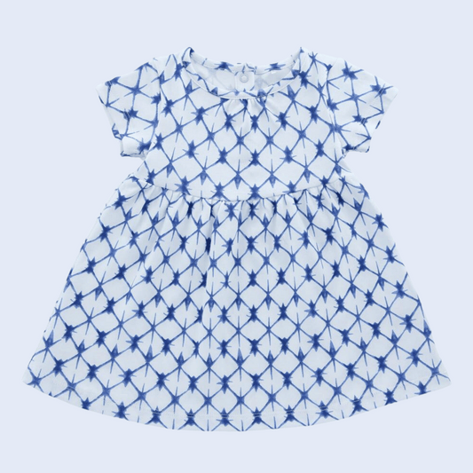 T-Shirt Dress - Shibori Blue Front View