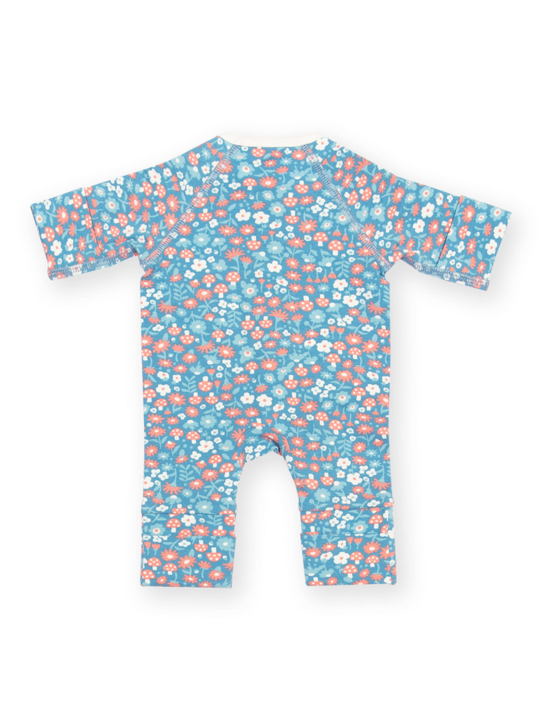 Rear view of My First Sleepsuit Winter Woodland Blue showing back print and design – gentle tiny baby sleepsuit for premature and early baby needs, made for babies born too soon